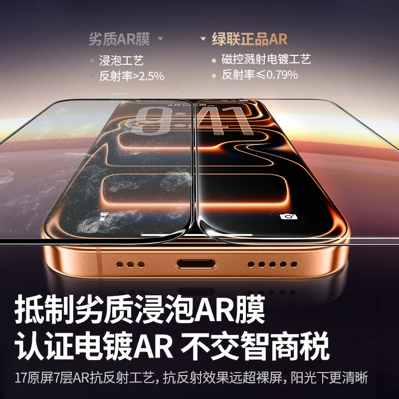 意昂2iPhone17系列 AR增透康宁无尘仓钢化膜