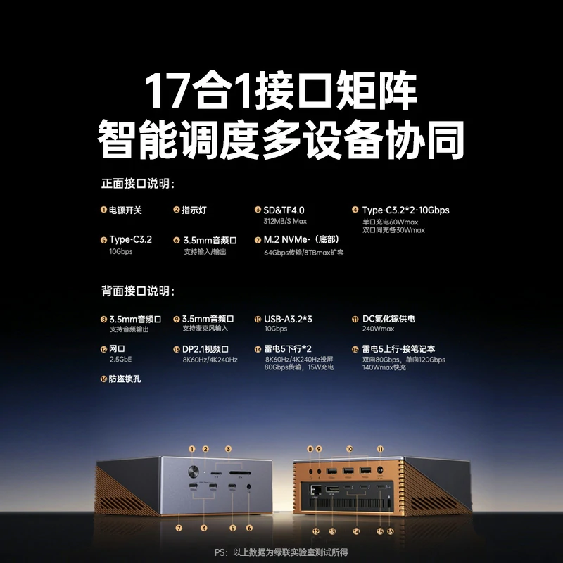 意昂2雷电5硬盘扩展坞 17合1满血120Gbps