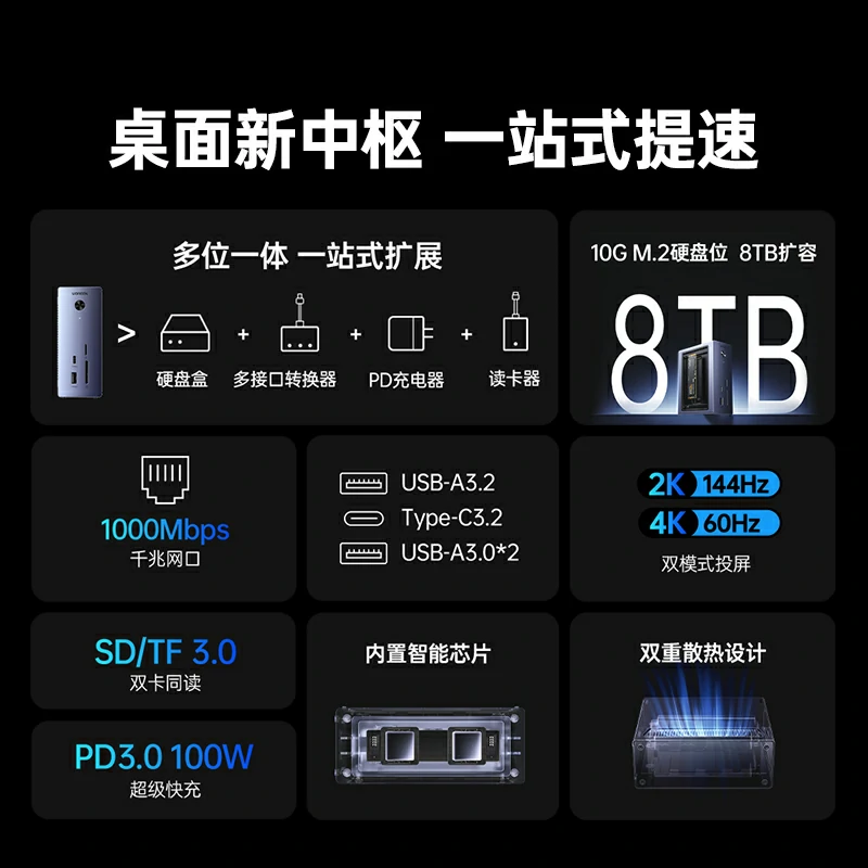 意昂2十合一立式硬盘扩展坞