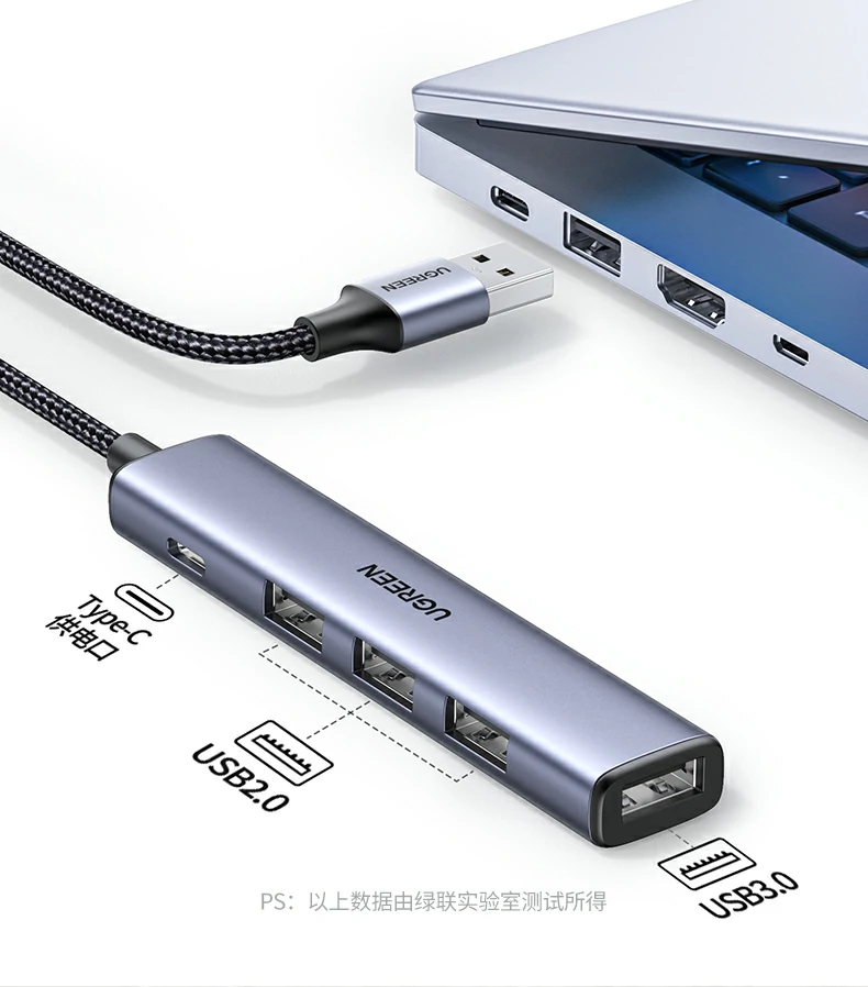 USB-C 供电口特写，5.0V-2.0A 稳定电流输出