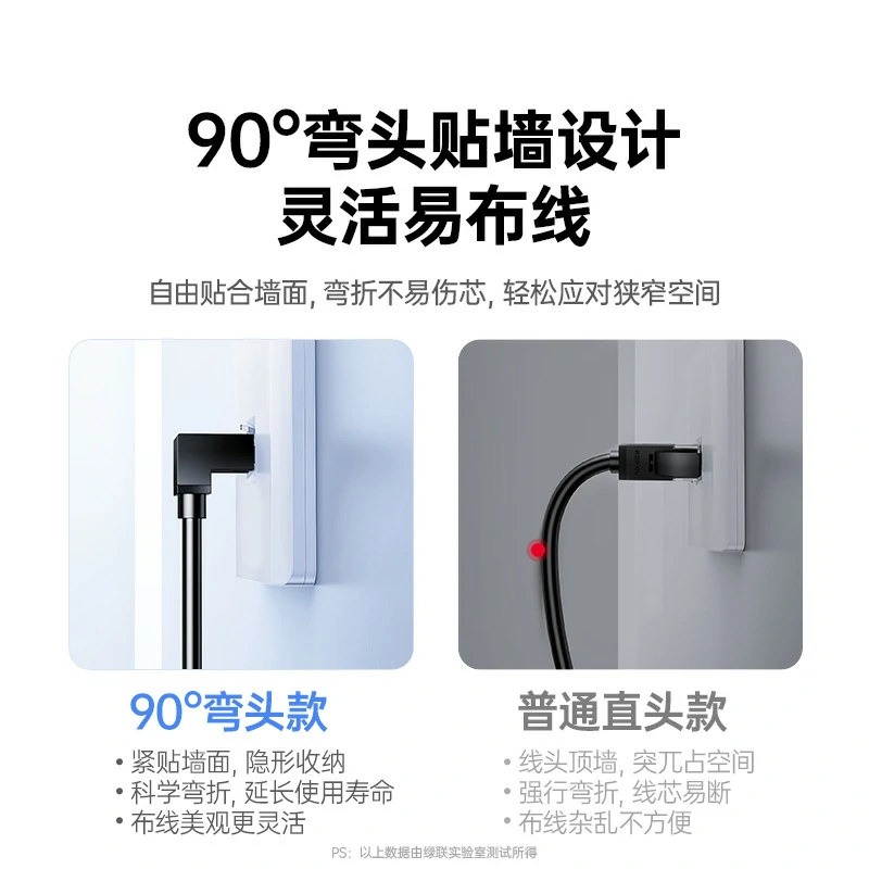 意昂2超六类弯头网线 万兆低延迟家用工程高速网线