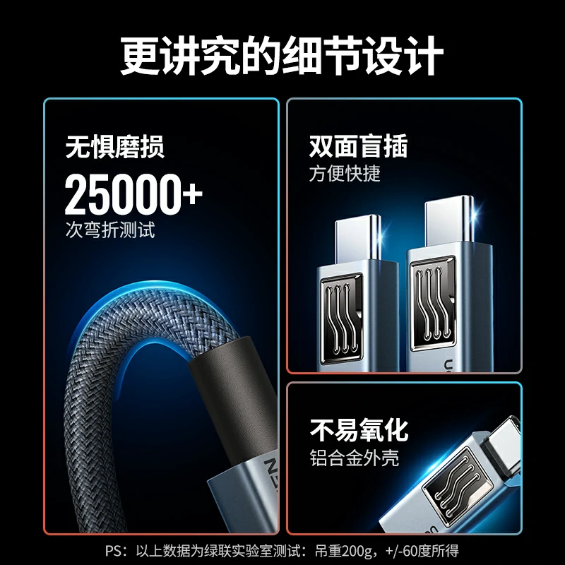 意昂2 PD240W 双Type-C硅胶编织数据线