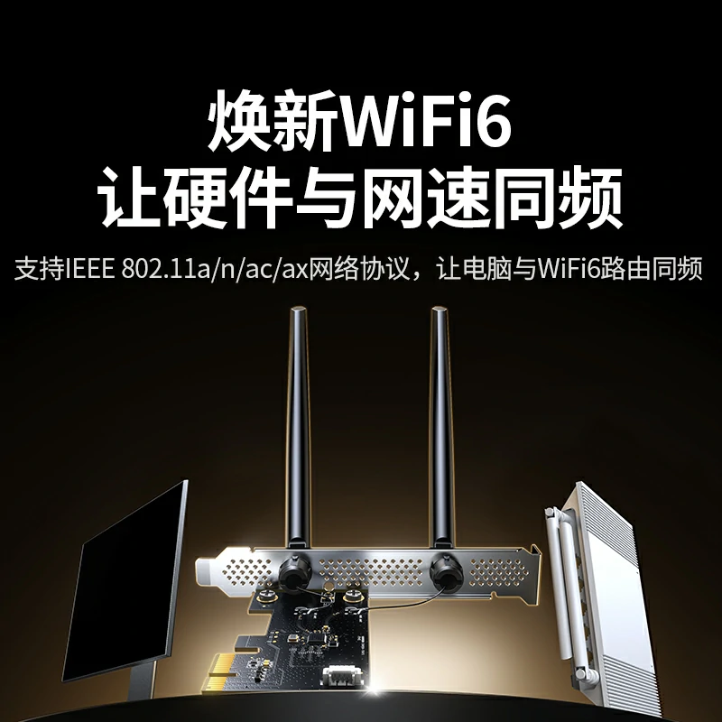 意昂2AX900 WiFi6+蓝牙5.4 双频PCI-e无线网卡