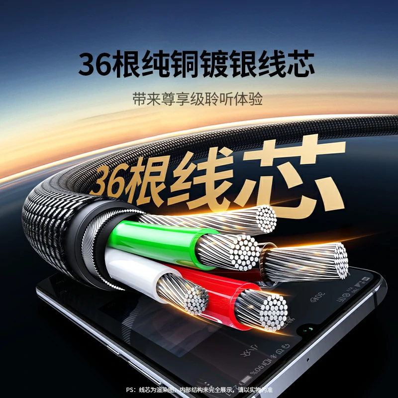 意昂2HiFi镀银AUX音频线 3.5mm公对公