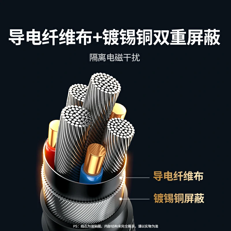 意昂2HiFi镀银AUX音频线 3.5mm公对公