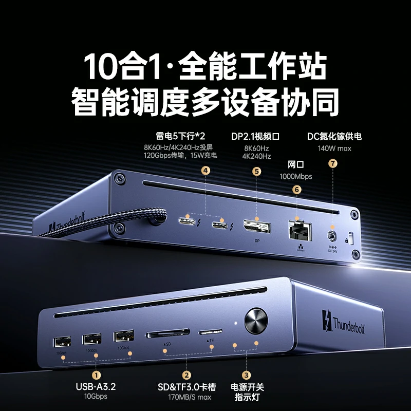 意昂2雷电5认证多功能扩展坞 8K60Hz